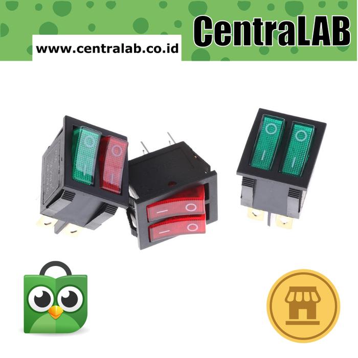 Gambar Rocker Double Switch 15A 250VAC KCD6 With Green Red LED merah hijau - Merah dari CENTI Store undefined Tokopedia