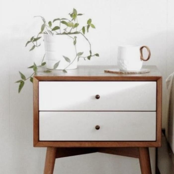 Gambar Meja nakas/bedside table/meja kamar tidur - Coklat Md Putih dari dimas produk undefined Tokopedia