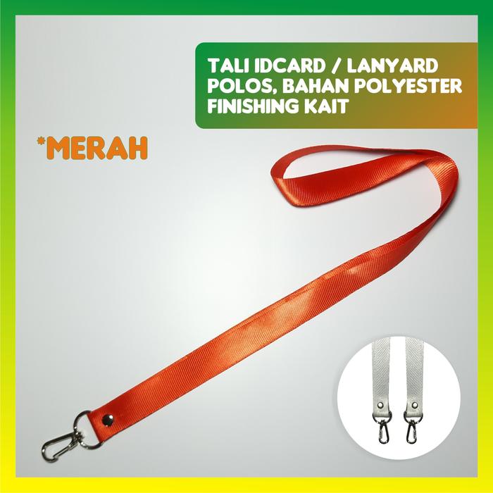 Gambar TALI IDCARD / LANYARD POLOS, BAHAN POLYESTER + KAIT - Merah dari jogjacardcom undefined Tokopedia