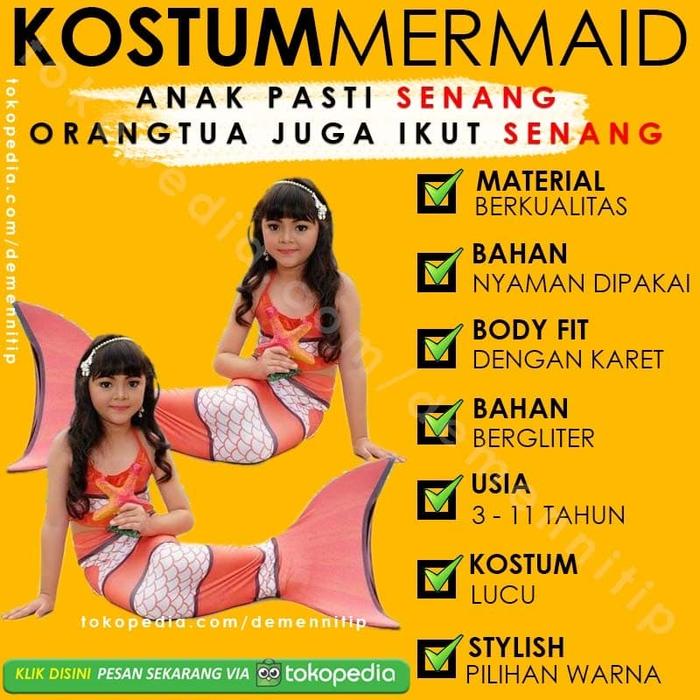 Gambar Kostum mermaid nemo kostum putri duyung anak baju renang anak dari Demennitip undefined Tokopedia