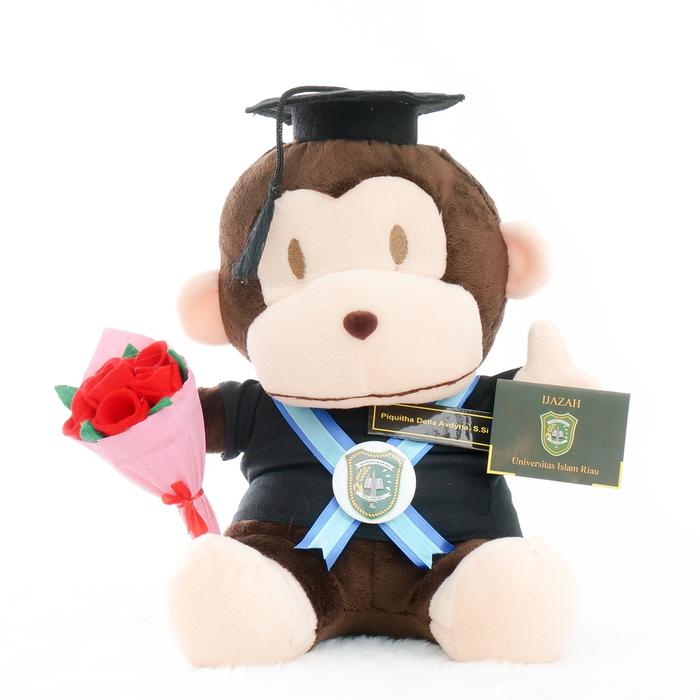 Gambar Boneka Wisuda Monyet Baby Milo M dengan Buket Bunga & Ijazah - Paket lengkap dari Kado Wisudaku undefined Tokopedia