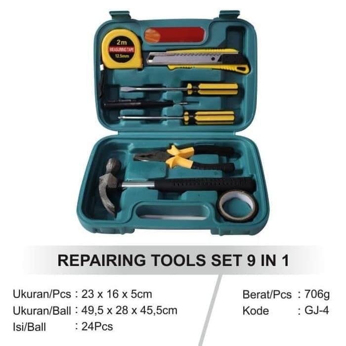 Gambar Hand tool kit set alat perkakas reparasi perbaikan tukang 9 in 1 dari Diamondstore28 undefined Tokopedia
