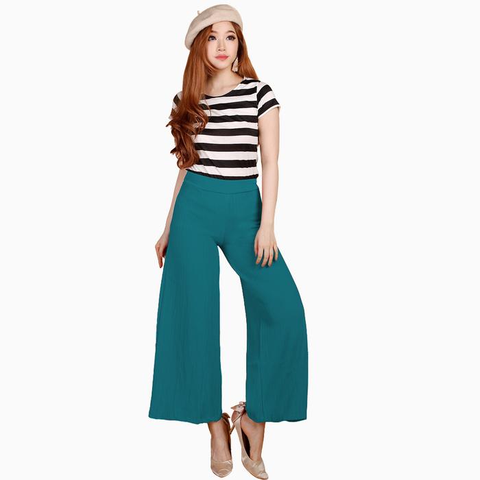Gambar Celana Kulot Flisket Ploi Panjang wanita terbaru - Jfashion New Jennie - Hijau dari Jfashion_NEW undefined Tokopedia