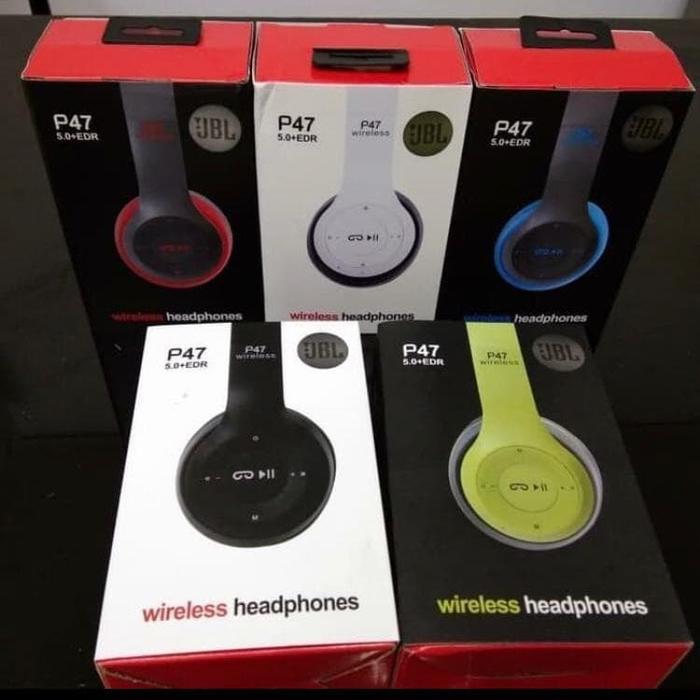 Gambar HEADPHONE HEADSET DJ JBL P47 BLUETOOTH WIRELESS EARPHONE BANDO - Hitam dari Boscuan undefined Tokopedia