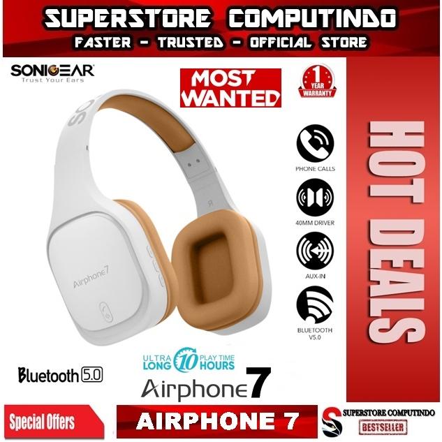Gambar SonicGear Airphone 7 Bluetooth Headphones With Microphone - White Gold dari SuperstoreComputindo undefined Tokopedia