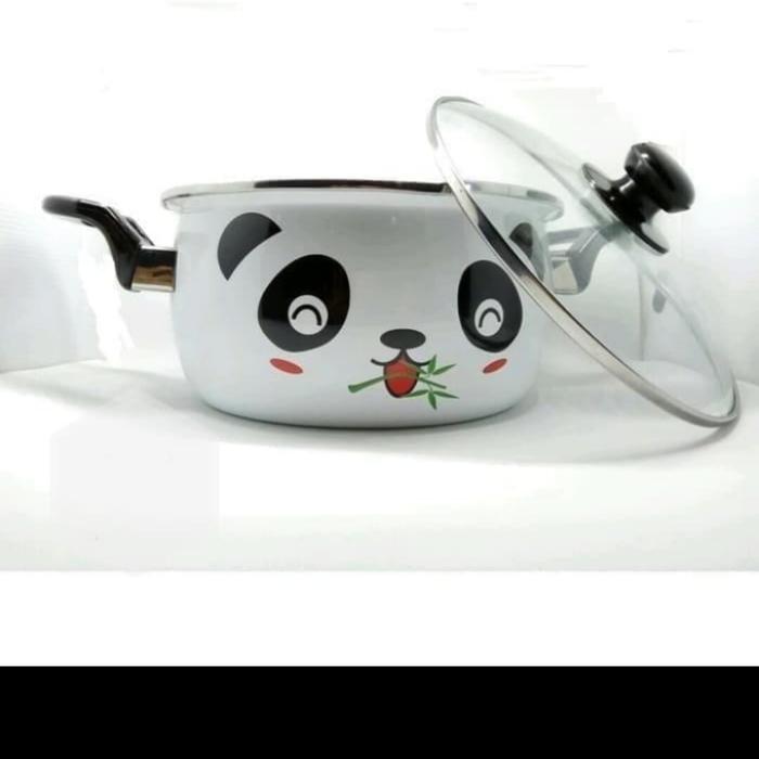 Gambar MASPION - PANCI ENAMEL HELLO PANDA 22CM + TUTUP KACA dari Toko Hidup Baru -Pecah Belah undefined Tokopedia