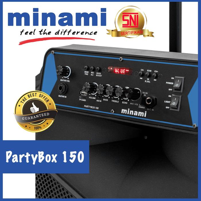 Gambar MINAMI PARTY BOX SPEAKER AKTIF PORTABLE 150 bluetooth BASS 15 inch dari Bangkit Jaya Elektronik undefined Tokopedia