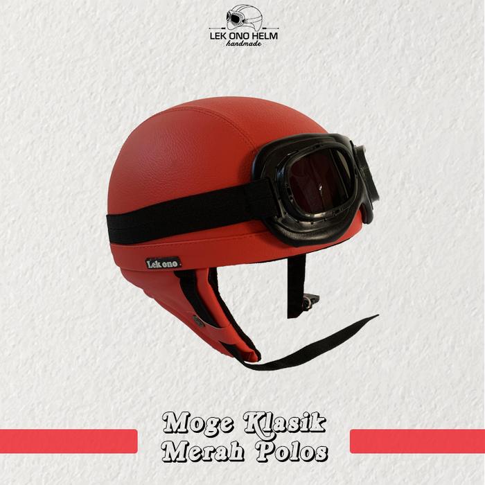 Gambar HELM BOGO DEWASA MOGE KLASIK LEK ONO MERAH POLOS - Bogo dari Official Lek Ono Helm undefined Tokopedia
