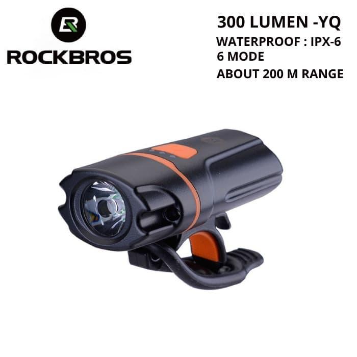 Gambar Rockbros Lampu Sepeda LED depan Recharge Waterproof 300 Lumen 6 Mode dari Rockbros Bike undefined Tokopedia