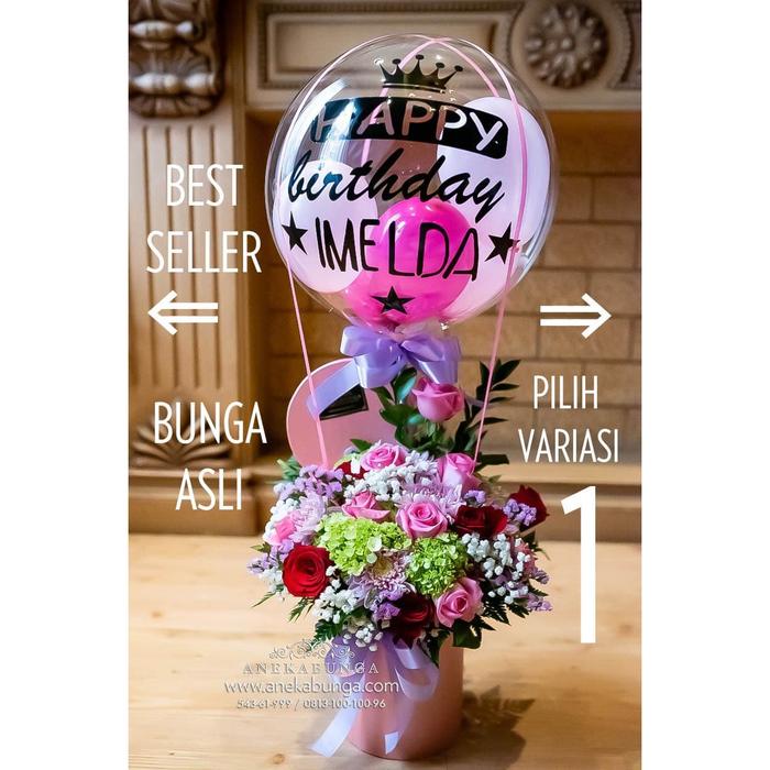 Gambar Fresh Flower Balloon Rangkaian Bunga Asli Balon Ulang Tahun Birthday dari Aneka Bunga 0813-100-100-96 undefined Tokopedia