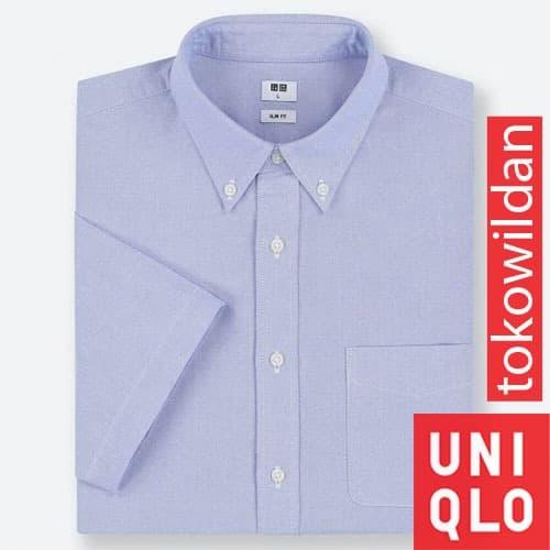 Gambar Kemeja Uniqlo Original Oxford Lengan Pendek Biru Muda - S dari Toko Wildan undefined Tokopedia