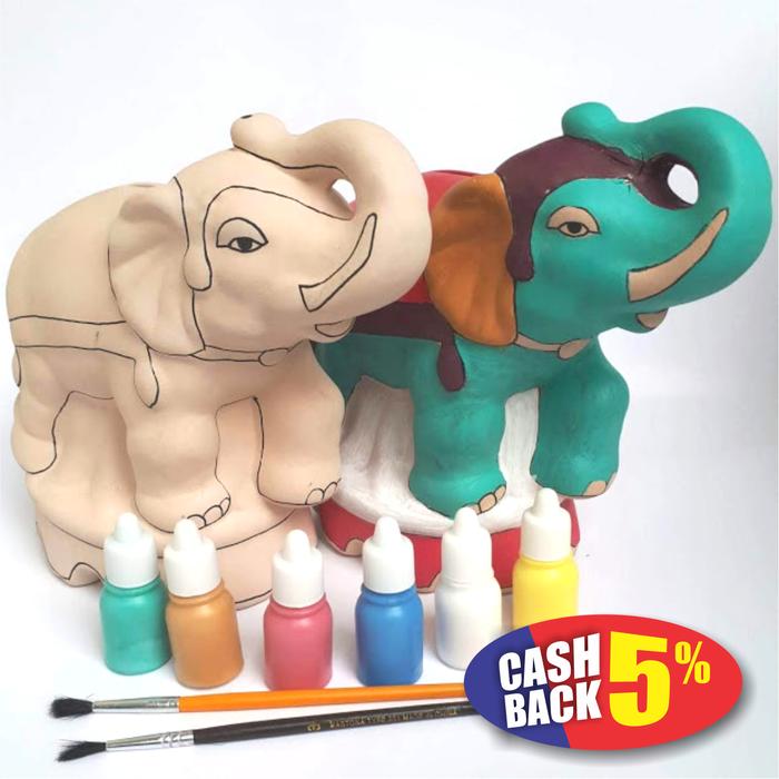 Gambar KADO ULANG TAHUN MAINAN EDUKASI MEWARNAI CELENGAN KERAMIK GAJAH dari CREAPLAY SHOP undefined Tokopedia