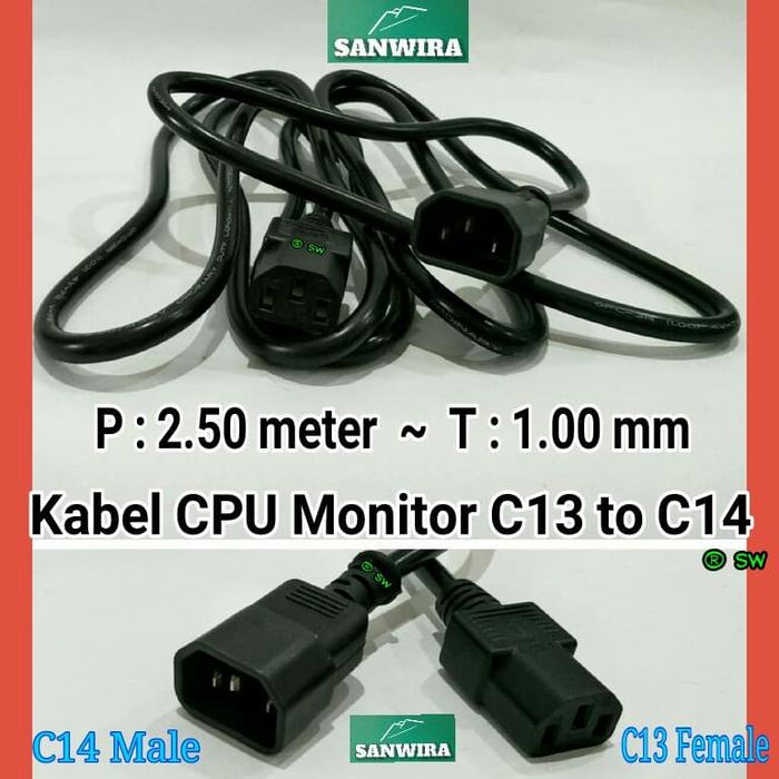 Gambar Kabel CPU Monitor C13 to C14 ~ Panjang : 2.50 meter - T : 1.00 mm dari Sanwira cable undefined Tokopedia