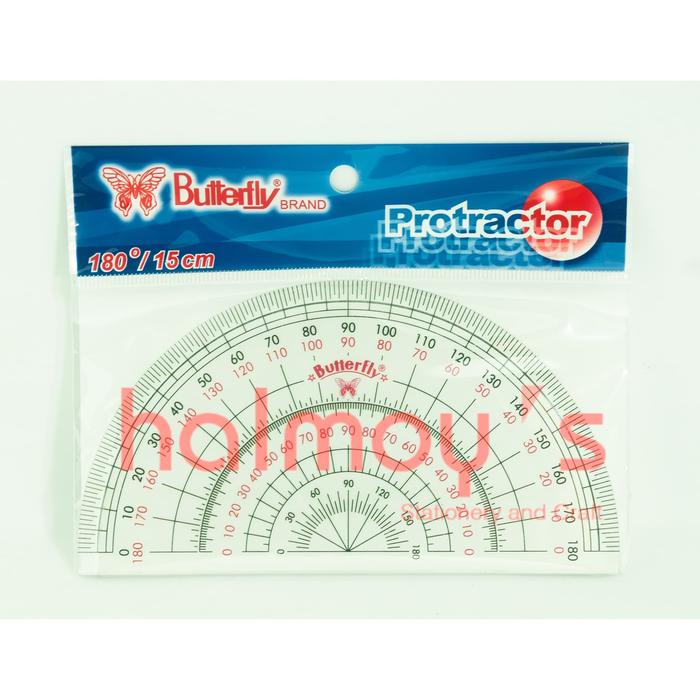 Jual PENGGARIS BUSUR / PROTRACTOR PLASTIK BUTTERFLY 180 / 15 CM - Kota ...