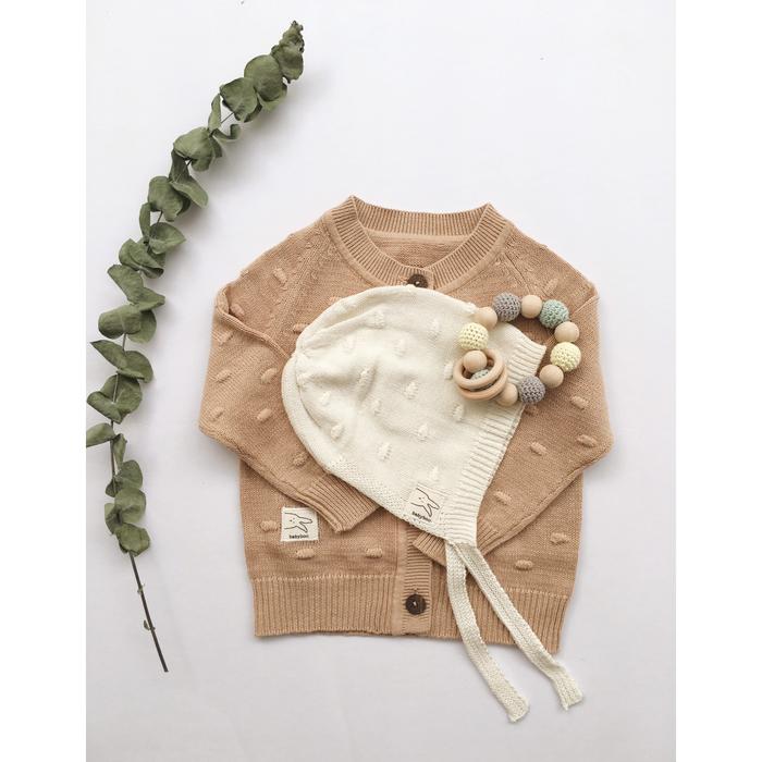 Gambar Babyboo Knitwear Bubble Baby Cardigan - light brown, S dari Babyboo.idn undefined Tokopedia