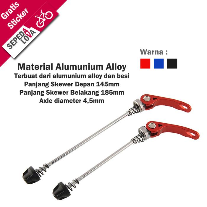Gambar Sepasang AS QR Quick Release Sepeda Hub Skewer Alloy - Merah dari Sepedalova Kota Serang Tokopedia