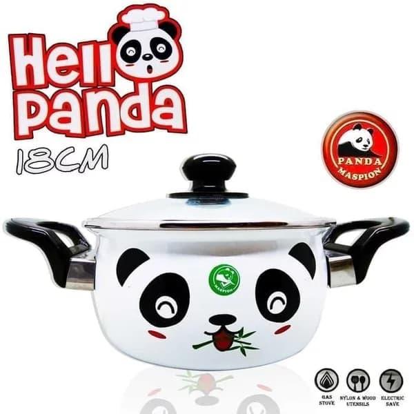 Gambar Panci Maspion Hello Panda 18 cm Enamel Panci Tutup kaca dari gm e undefined Tokopedia