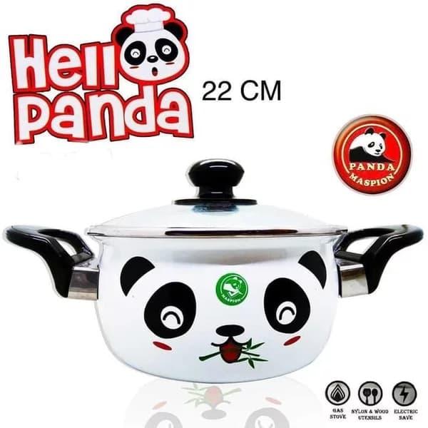 Gambar panci Maspion hello panda 22 cm enamel panci tutup kaca dari gm e undefined Tokopedia