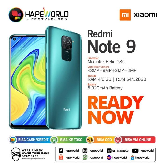 Jual Xiaomi Redmi Note 9 6gb 128gb Garansi Resmi 1 Tahun Hp Android Mur Hijau Kota Banjarmasin Hapeworld Official Store Tokopedia