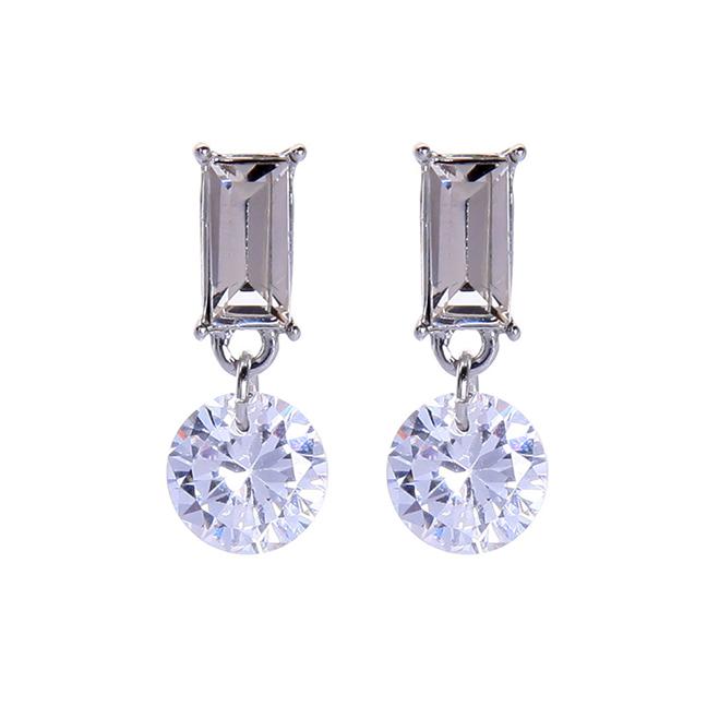 Gambar LRC Anting Tusuk Fashion Geometric Studded Crystal Earrings K04289 - White dari Toko Aksesoris Online undefined Tokopedia