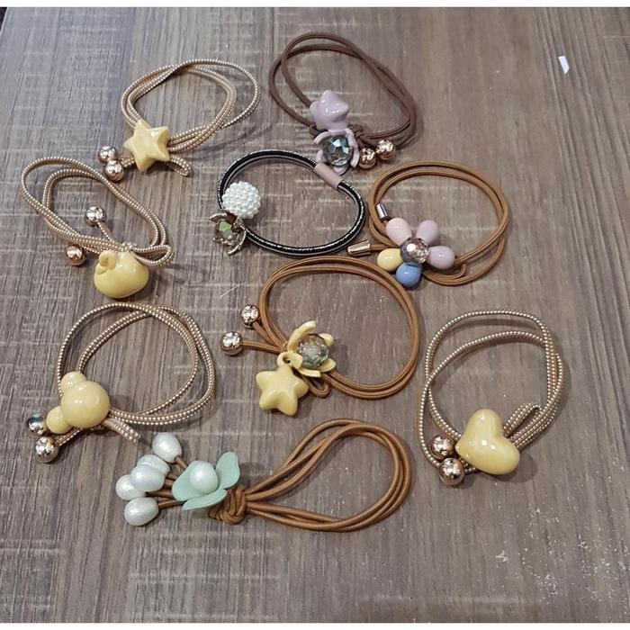 Gambar PAKET 9 PCS KARET RAMBUT KOREA, KARET WANITA ANAK, IKAT RAMBUT-P9K - Kuning dari BeaNaBell Aksesoris undefined Tokopedia