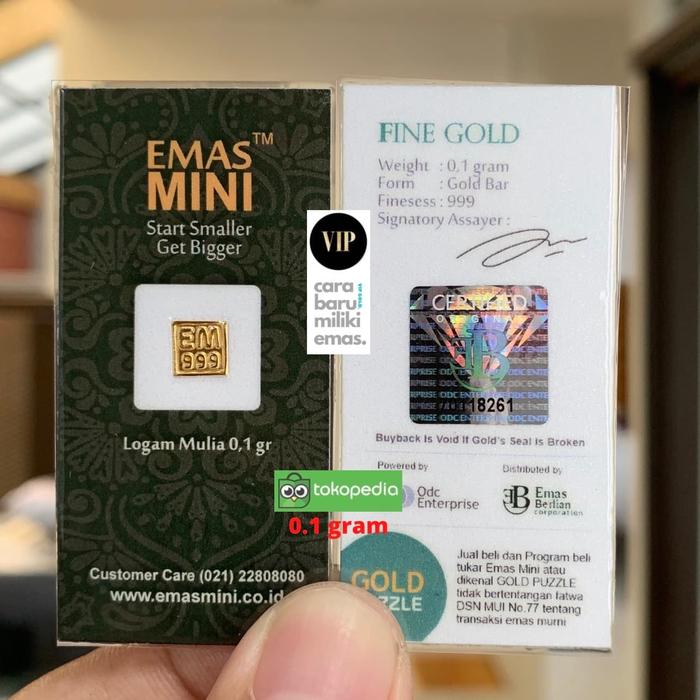 Jual Logam Mulia Lm 0 1 Gram 0 1 Gr Emas Mini Antam Kota Bandung Paraniaga 