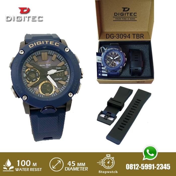 Gambar Jam Tangan Pria Digitec DG 3094 DG3094 Double Time Tali Rubber Navy dari GrosirGshock undefined Tokopedia