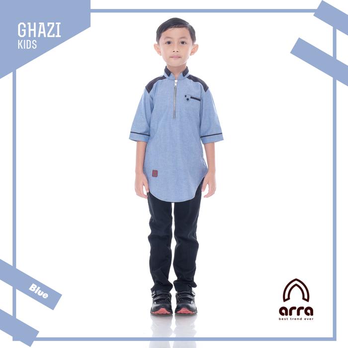 Gambar BAJU MUSLIM ANAK/ KEMEJA KOKO ANAK / BAHAN NYAMAN DIKULIT GHAZI SERIES - Biru Muda, XL dari Authentic of undefined Tokopedia