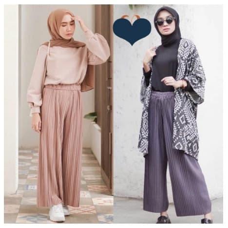 Gambar Celana Kulot Wanita Plisket dari y3nny store undefined Tokopedia