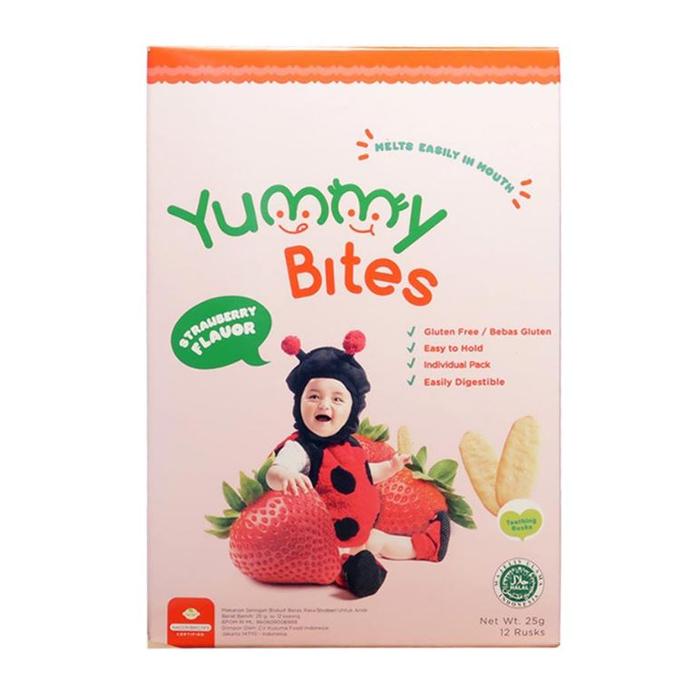 Gambar Yummy Bites Baby Rice Crackers Apple Banana Strawberry 25 Gram - Strawberi dari Kyan Mart undefined Tokopedia