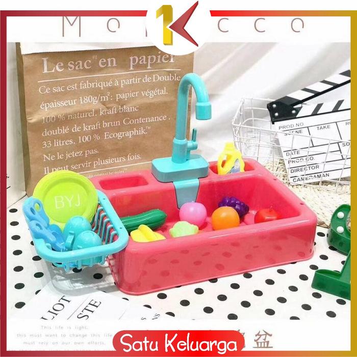 Gambar SK-M31 M109 Mainan Anak Kitchen Sink Tempat Cuci Piring Set Mainan - PINK dari Satukeluarga undefined Tokopedia