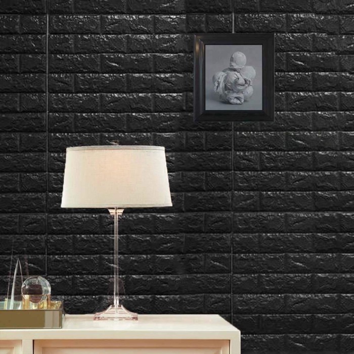 Jual Wallpaper dinding foam motif bata HITAM GLOSSY - Kota Bandung - bimasaktia | Tokopedia