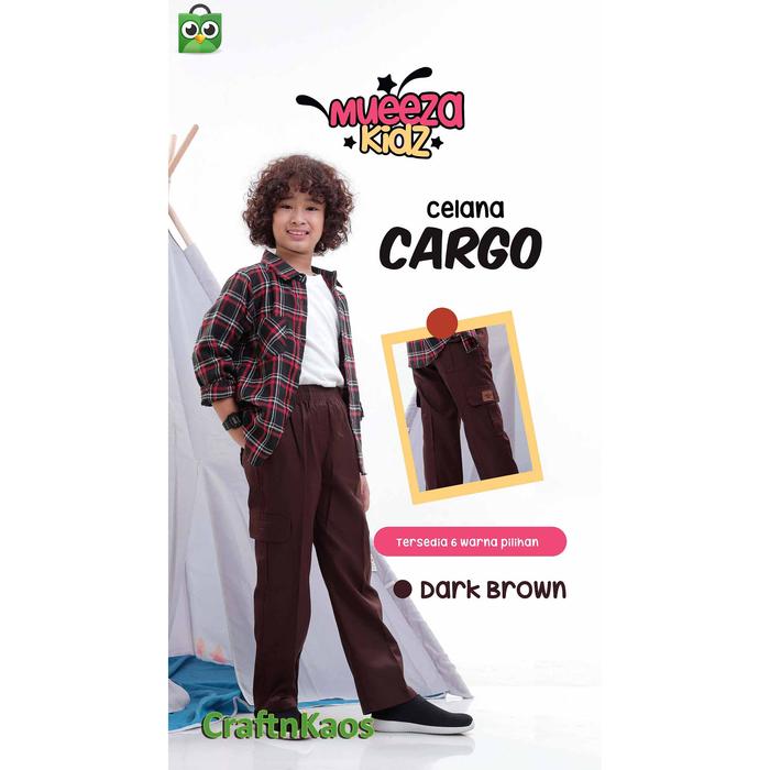 Gambar Celana Cargo Panjang Anak Laki-Laki Usia 13-14 Thn Size26 adem nyaman - DARK BROWN dari 545store_NEW undefined Tokopedia