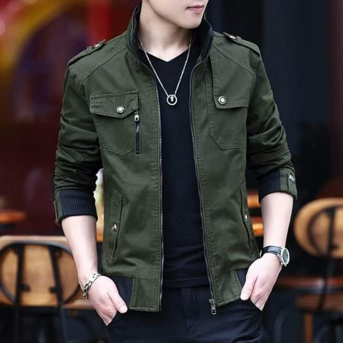 Gambar JAKET PRIA JAKET KATUN PREMIUM - Hijau Army, S dari king jacket undefined Tokopedia