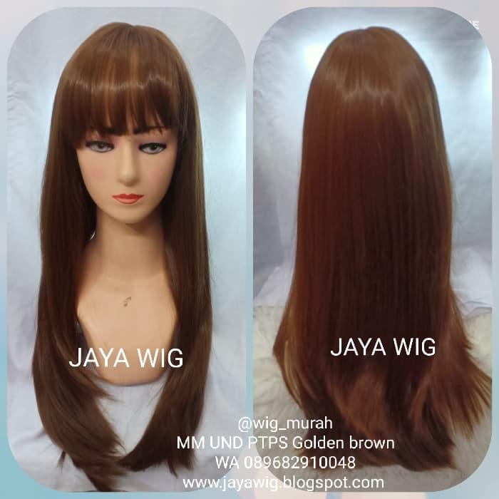 Gambar Rambut Palsu Wanita Panjang Poni Tipis / Wig Lurus Panjang / Lace Wig - Golden Brown dari jayawig undefined Tokopedia