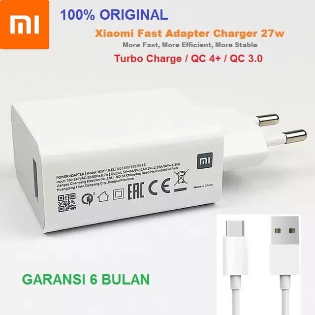 Gambar XIAOMI Charger 27W Mi 9 Note 8 Note 9 Note 10 Pro MDY-10-EL + Type C dari pastioriginalasli undefined Tokopedia
