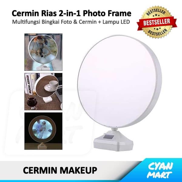 Gambar Cermin Rias 2-in-1 Photo Frame Kaca Make Up & Bingkai Foto Lampu LED dari CyanMart undefined Tokopedia