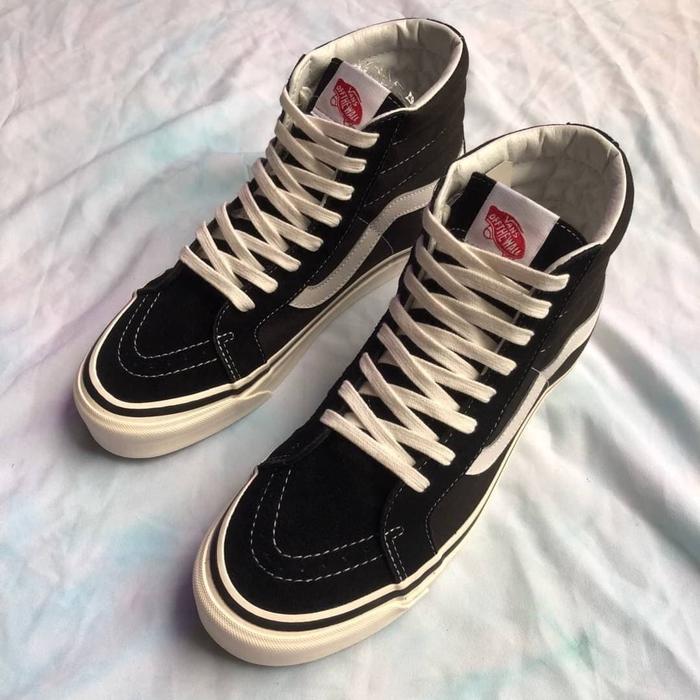 Jual Vans Sk8 Hi Anaheim Factory Black White Original Jakarta