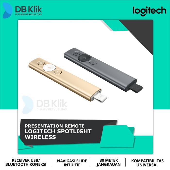 LOGITECH SPOTLIGHT WIRELESS PRESENTATION REMOTE GOLD & SLATE GREY