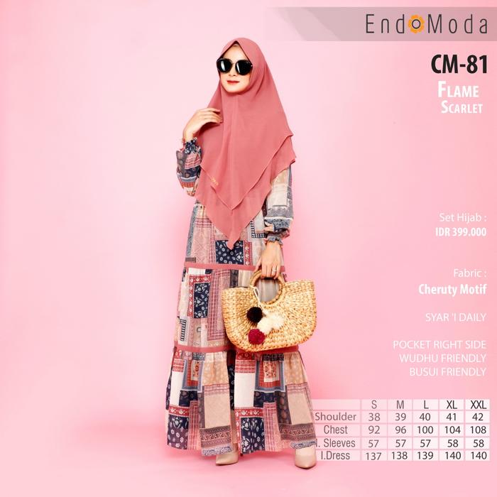 Gambar Baju Gamis Syari Plus Hijab Cheruty Endomoda CM 81 Original Branded - Merah, S dari Rajabaju99 undefined Tokopedia