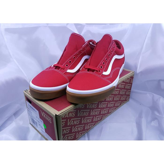 Vans old skool gum clearance bumper red