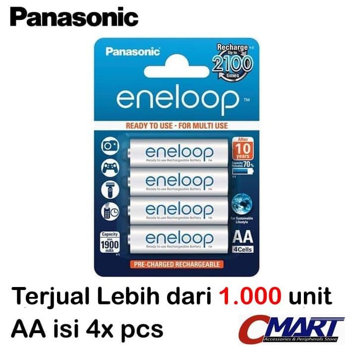 Gambar Panasonic eneloop Rechargeable Battery (AA) Batere 4pcs BK-3MCCE/4T dari CMart Computer Tokopedia undefined Tokopedia