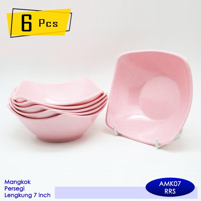 Gambar 6 Pcs, Onyx, Mangkok Persegi Lengkung 7 inch : Melamin, Aman untuk Makanan, Halal, AMK07 Polos - RRS dari Onyx Melamin undefined Tokopedia