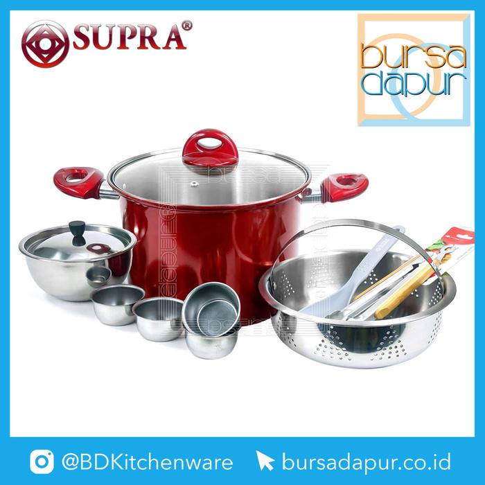 Gambar Supra Stainless Steel Cooker Steamer Set 26 cm / Panci Kukus Set 26 cm - Merah dari Bursa Dapur Mall undefined Tokopedia