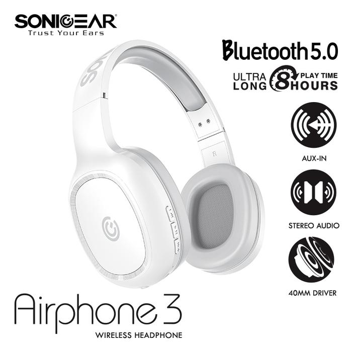Gambar SONICGEAR AIRPHONE 3- Wireless Headset with Strong Bass & Clear Audio - Putih dari SuperstoreComputindo undefined Tokopedia