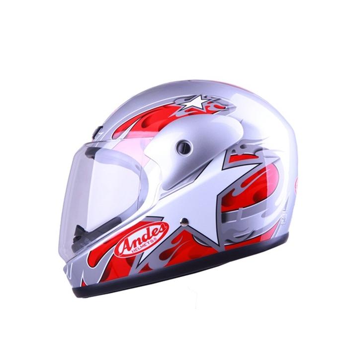 Gambar Helm Andes AS-555 Silver/A25 Red Fullface New!! - L dari Bike Master undefined Tokopedia