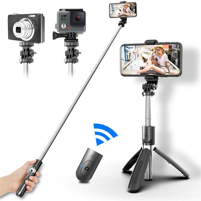 Gambar 3 in1 Selfie Stick Tongsis Bluetooth Shutter Tripod Holder L02 - Hitam dari yuhai_0055 undefined Tokopedia
