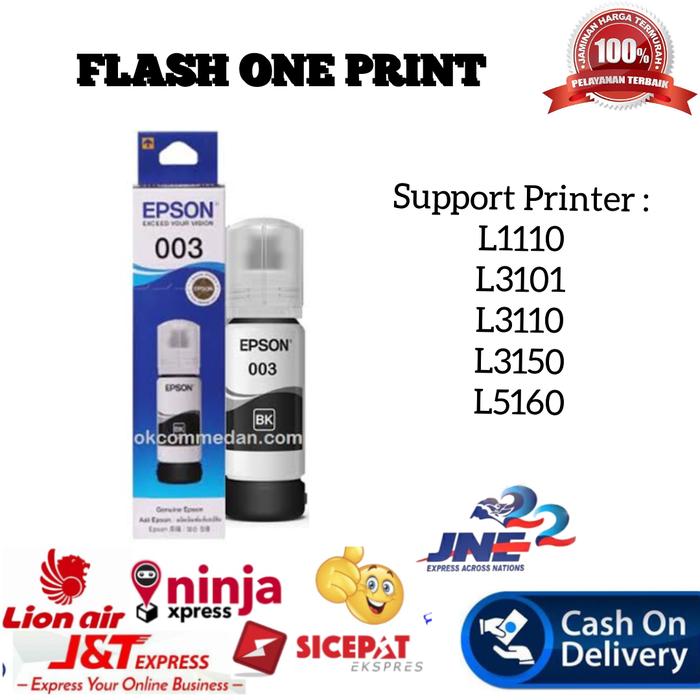 Gambar Tinta Printer Epson L1110 L1210 L3110 L3210 L3150 L3250 L5190 Original - Hitam, isi 65ml dari Flash One Print undefined Tokopedia