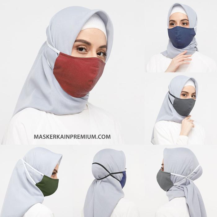 Gambar Masker Kain Headloop Hijab Premium Dengan Kantung Filter Katun Bambu dari Rock Play undefined Tokopedia