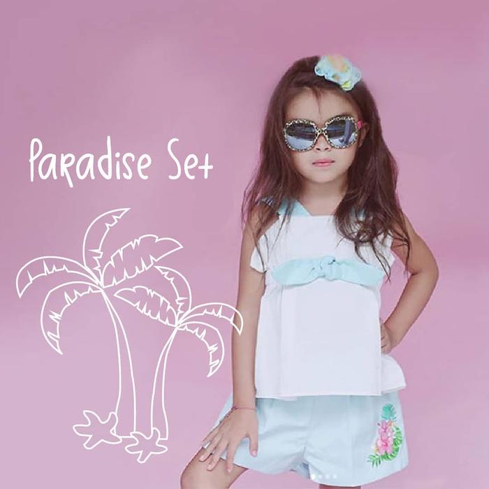 Gambar Setelan anak perempuan Top dan celana Biru Putih Little Glam Paradise - XXL dari Little Glam undefined Tokopedia